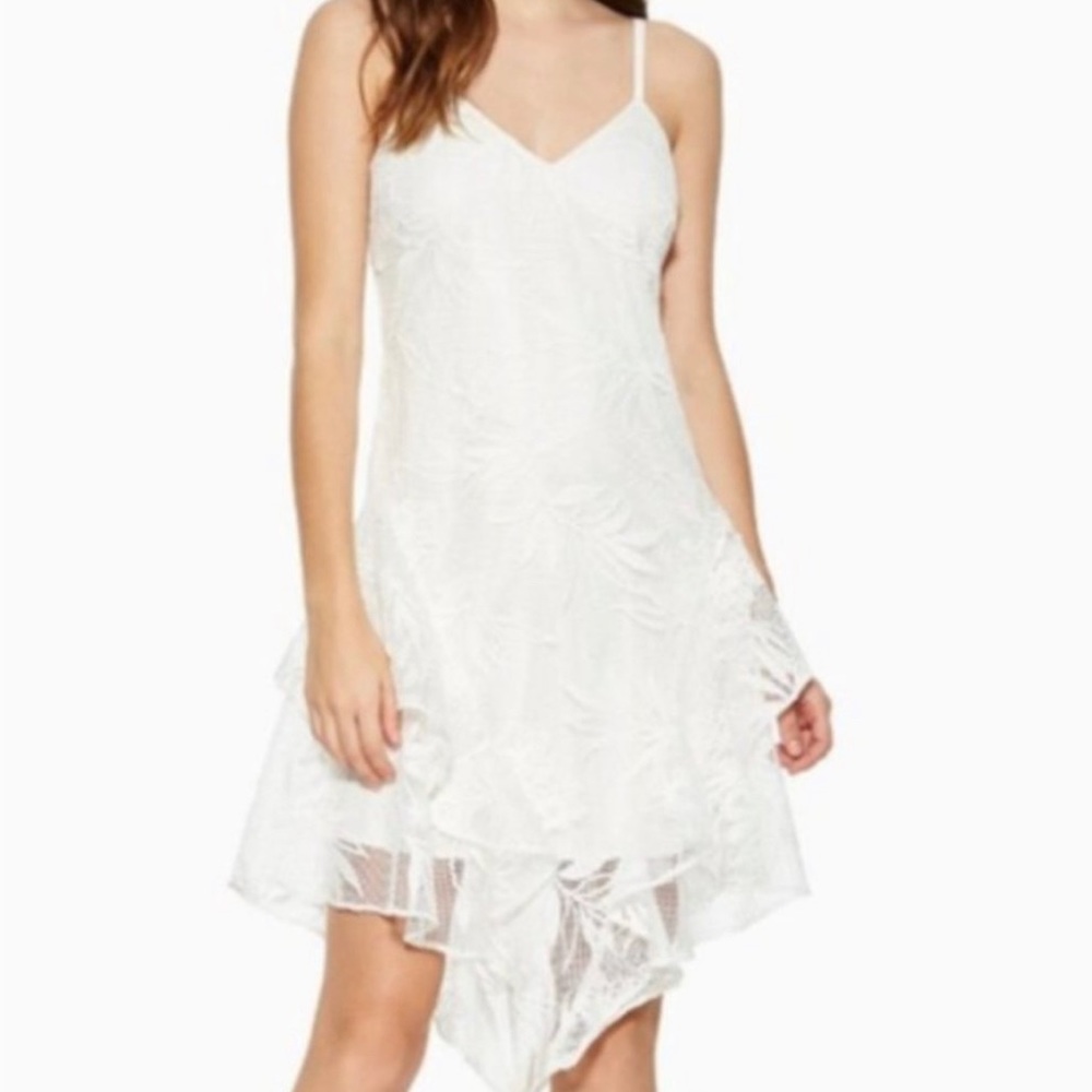 Parker Mesh Floral Asymmetric Mini Dress White size 0